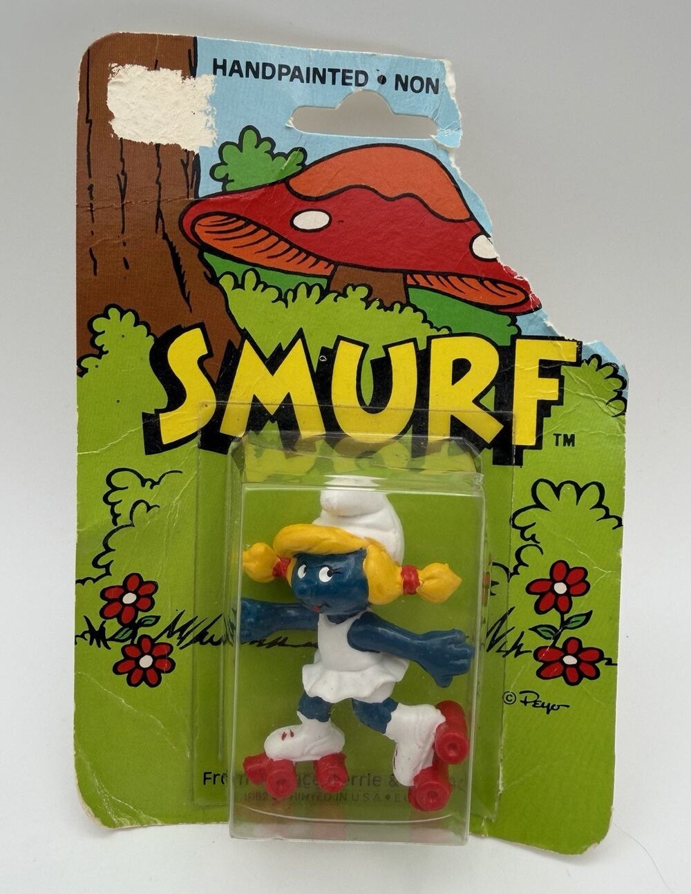 Vtg Smurfette 1982 Roller Skating PVC Figure PEYO Schleich New In Package